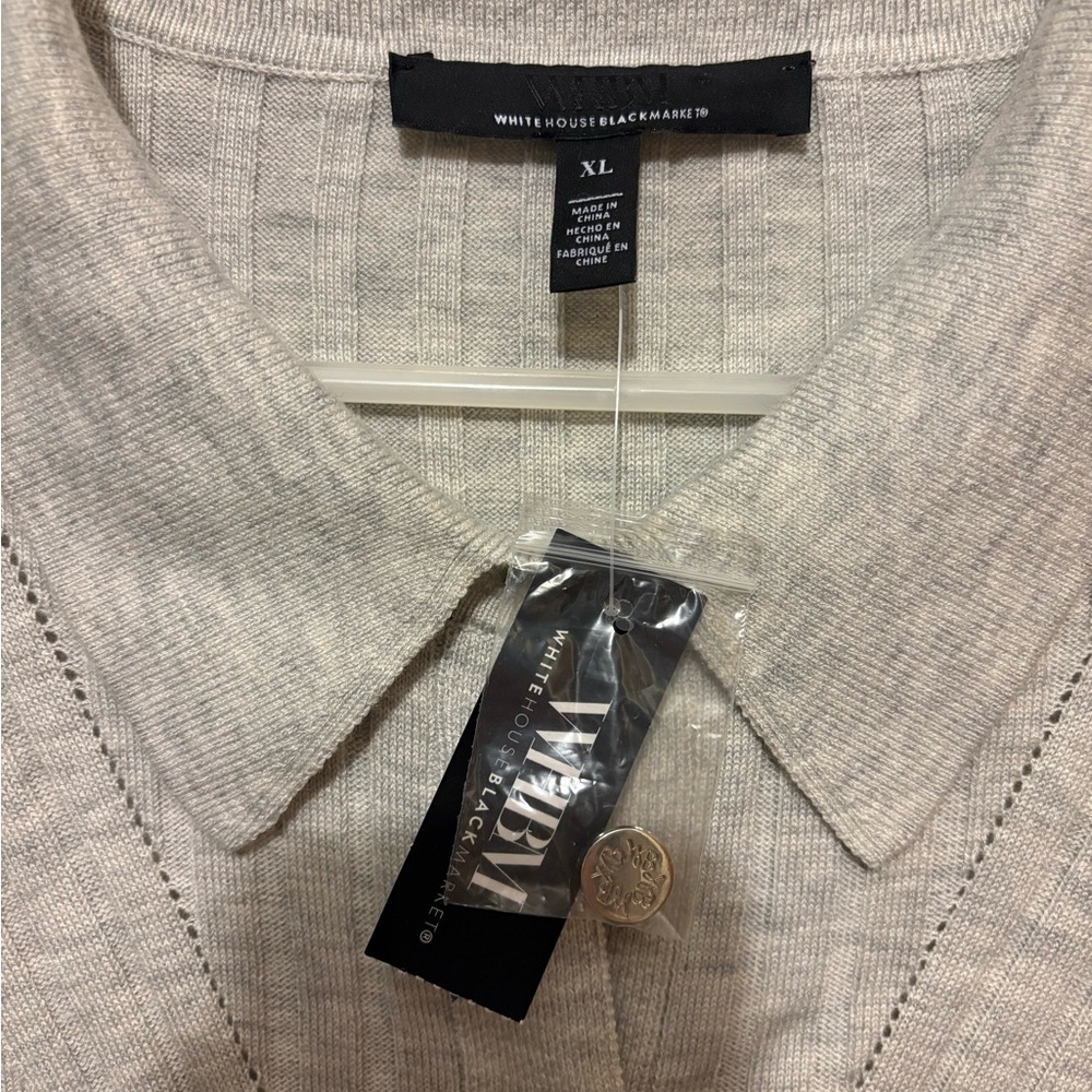 NWT White House Black Market Ribbed Soft Cardigan Quite Luxury Preppy Modern - Picture 3 of 10